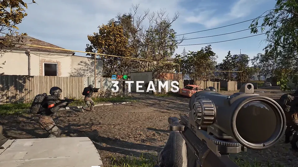 WARDOGS gameplay trailer frame showing a three-team infantry deployment
